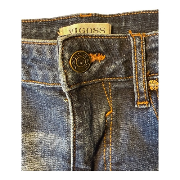 Vigoss Shorts Womens 25 Blue Cut Off Cuffed Marley Jean Whiskered - Picture 4 of 11